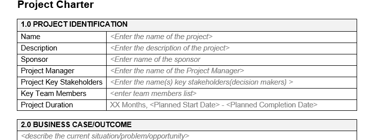 Project Charter Example