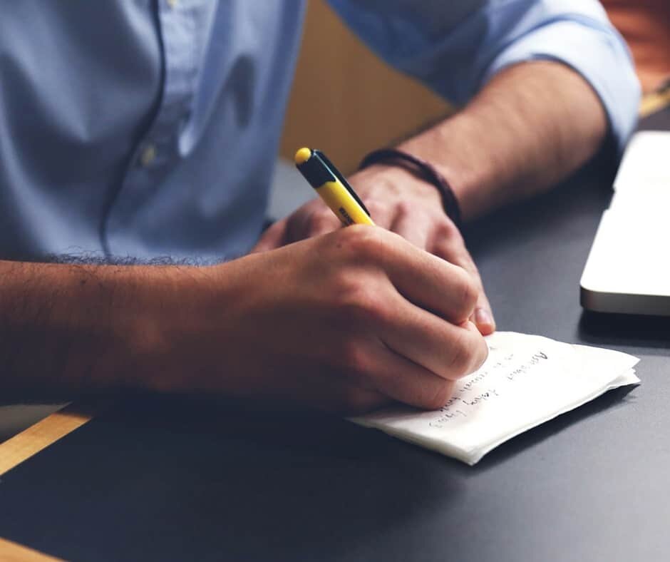 Photo of someone studying.