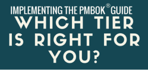 Image preview for infographic, "Implementing the PMBOK Guide." Which tier is right for you?