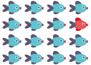 Image of a leader in a school of fish